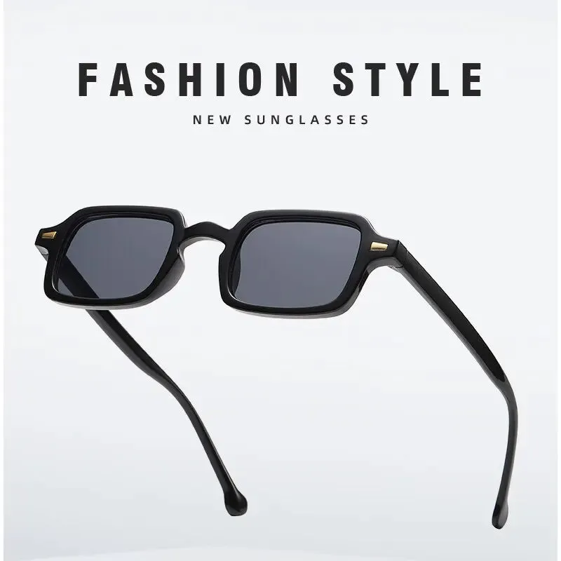 Fashion Square Sunglasses Women Retro Rivets Gradient Shades UV400 Men Leopard Blue