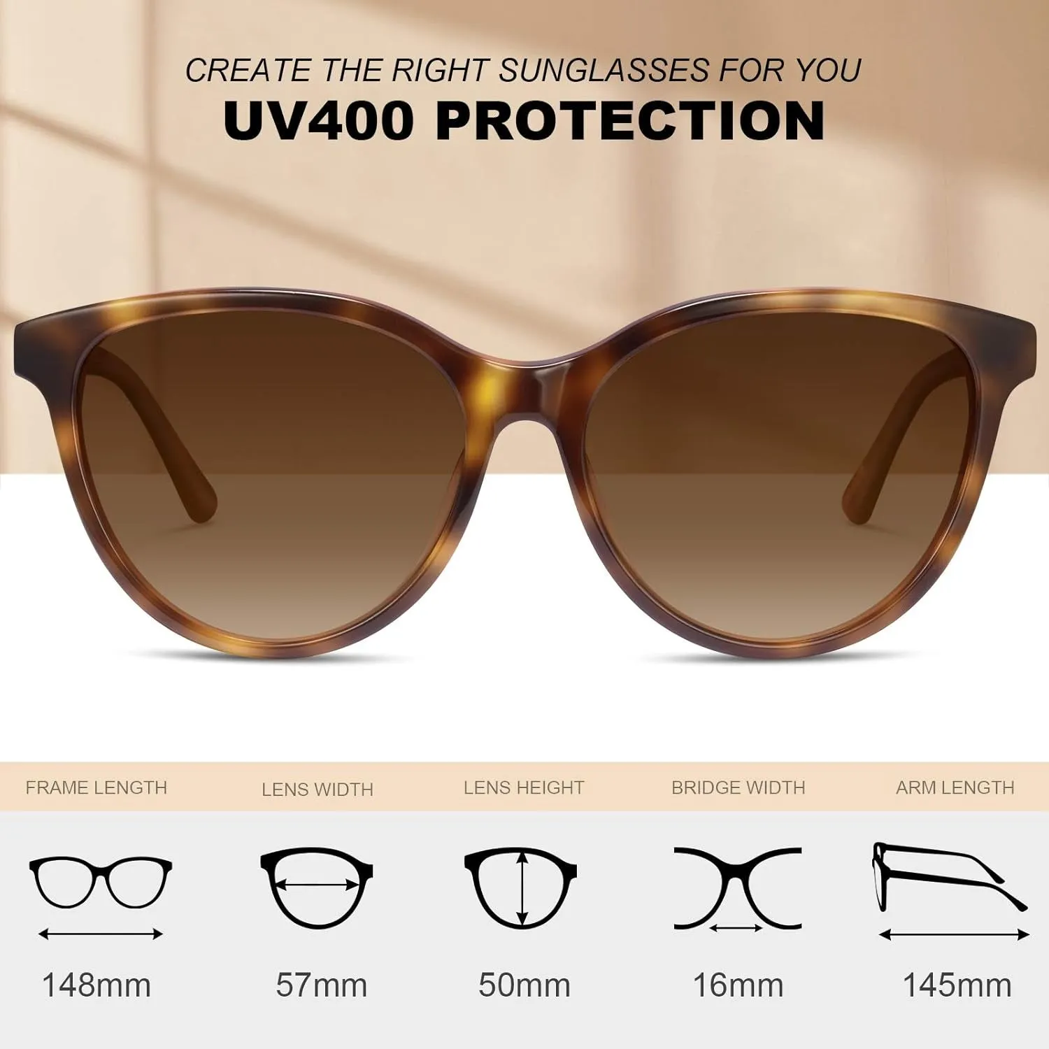 Fashion Sunglasses for Women Polarised UV Protection Ladies Eyewear for Photography Wandern Travelling Driving,Category 3