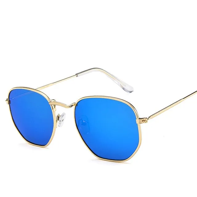 Fashion Sunglasses Women Brand Designer Small Frame Polygon Clear Lens Men Vintage Sun Glasses Hexagon Metal