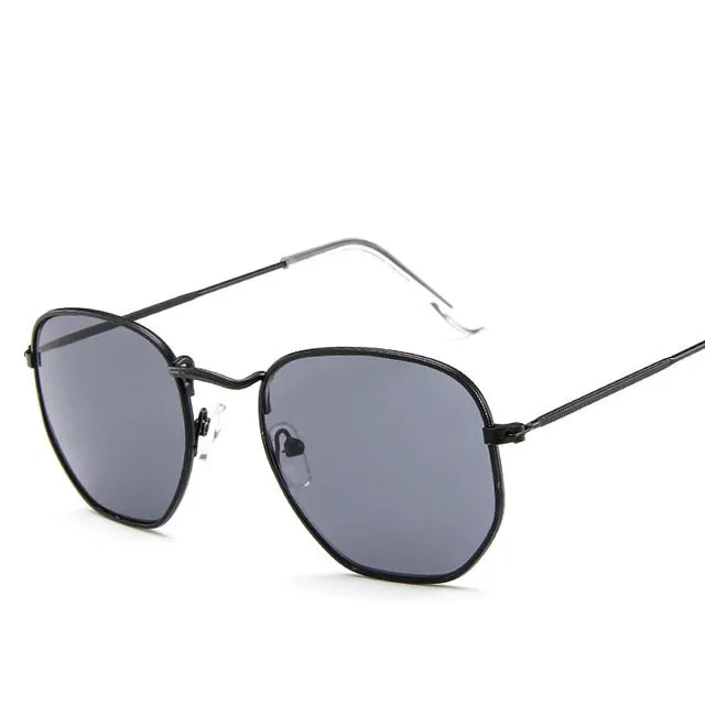 Fashion Sunglasses Women Brand Designer Small Frame Polygon Clear Lens Men Vintage Sun Glasses Hexagon Metal