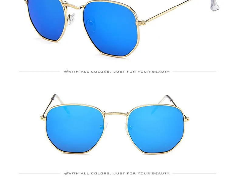 Fashion Sunglasses Women Brand Designer Small Frame Polygon Clear Lens Men Vintage Sun Glasses Hexagon Metal