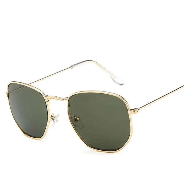 Fashion Sunglasses Women Brand Designer Small Frame Polygon Clear Lens Men Vintage Sun Glasses Hexagon Metal