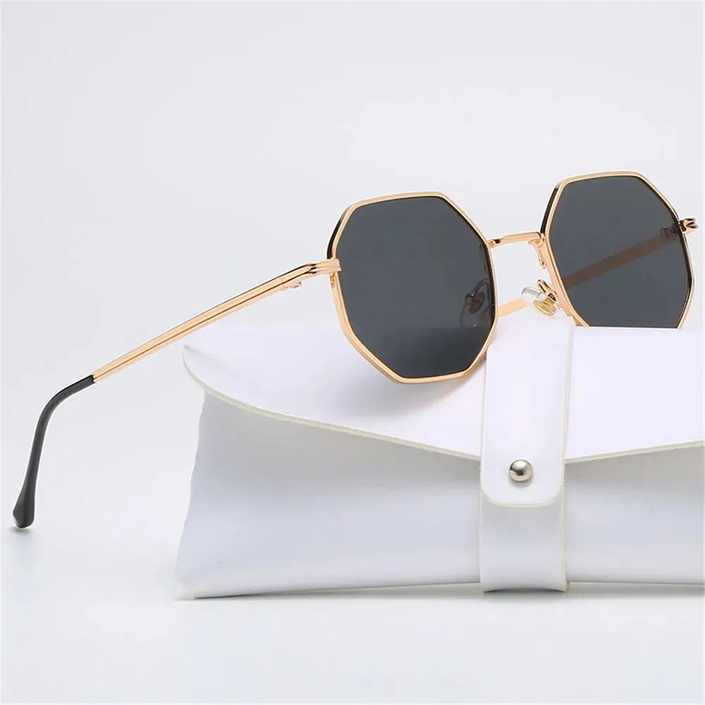 Fashion Vintage Square Metal Sunglasses Small Frame Polygon Sun Glasses UV Protection for Men/Women Outdoor Driving Eyewear