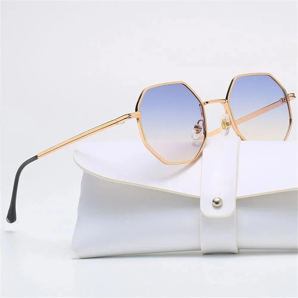 Fashion Vintage Square Metal Sunglasses Small Frame Polygon Sun Glasses UV Protection for Men/Women Outdoor Driving Eyewear