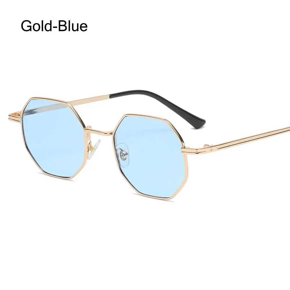 Fashion Vintage Square Metal Sunglasses Small Frame Polygon Sun Glasses UV Protection for Men/Women Outdoor Driving Eyewear