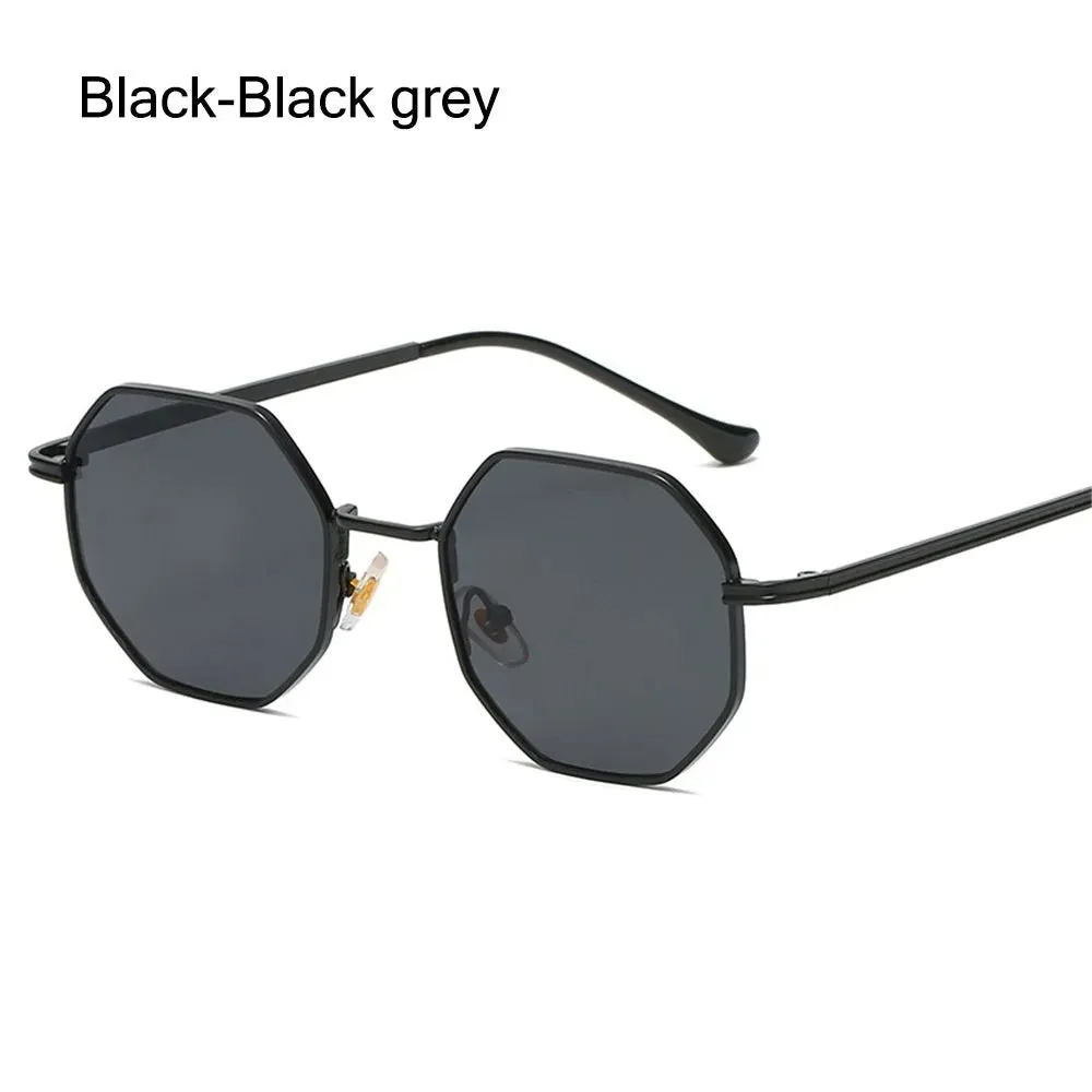Fashion Vintage Square Metal Sunglasses Small Frame Polygon Sun Glasses UV Protection for Men/Women Outdoor Driving Eyewear