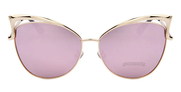 Fashion Women Brand Design Cat Eye Sunglasses Alloy Frame Women Luxury Cat Eye Sun Glasses