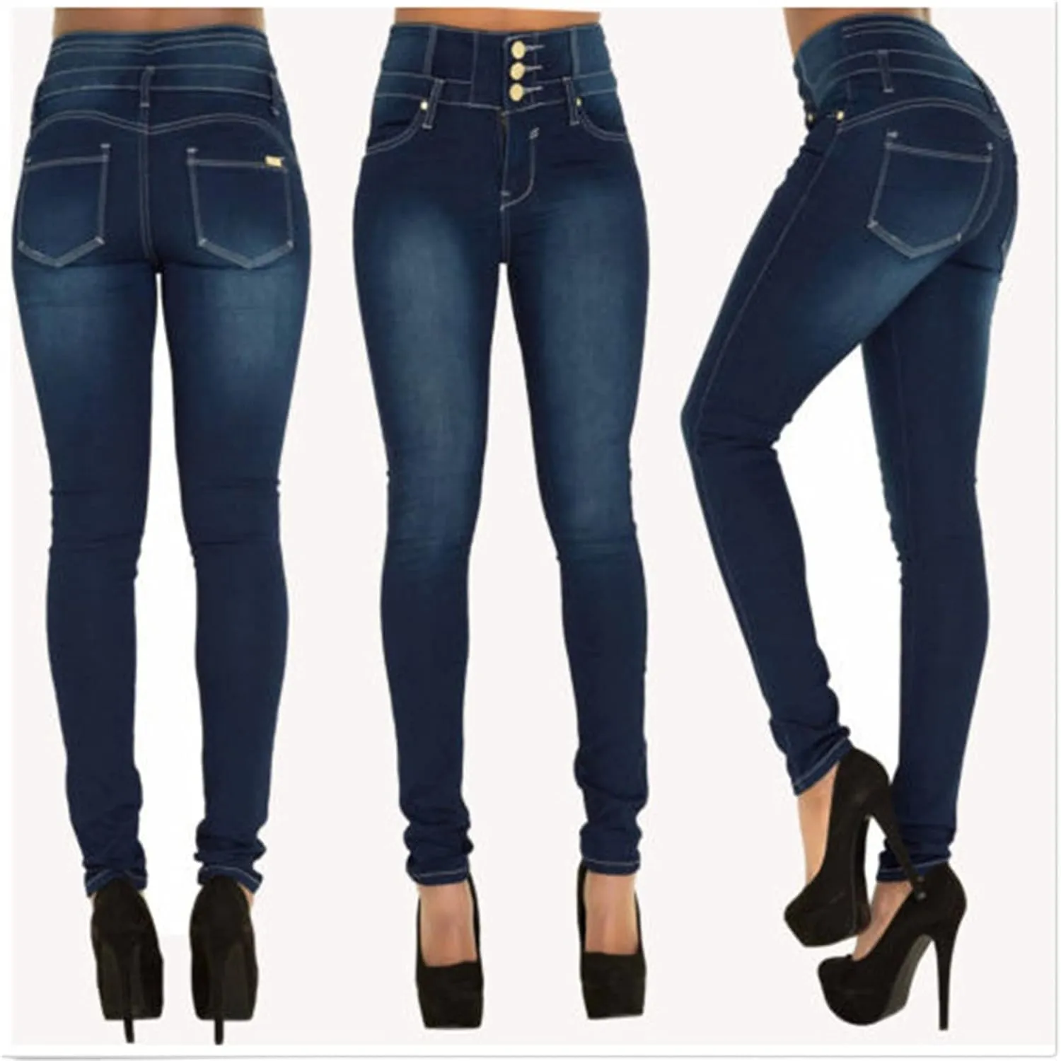 Fashion Womens Plus Size Butt Lift High Waist Skinny Jeans Denim Pants Stretch Slim Length Jeans