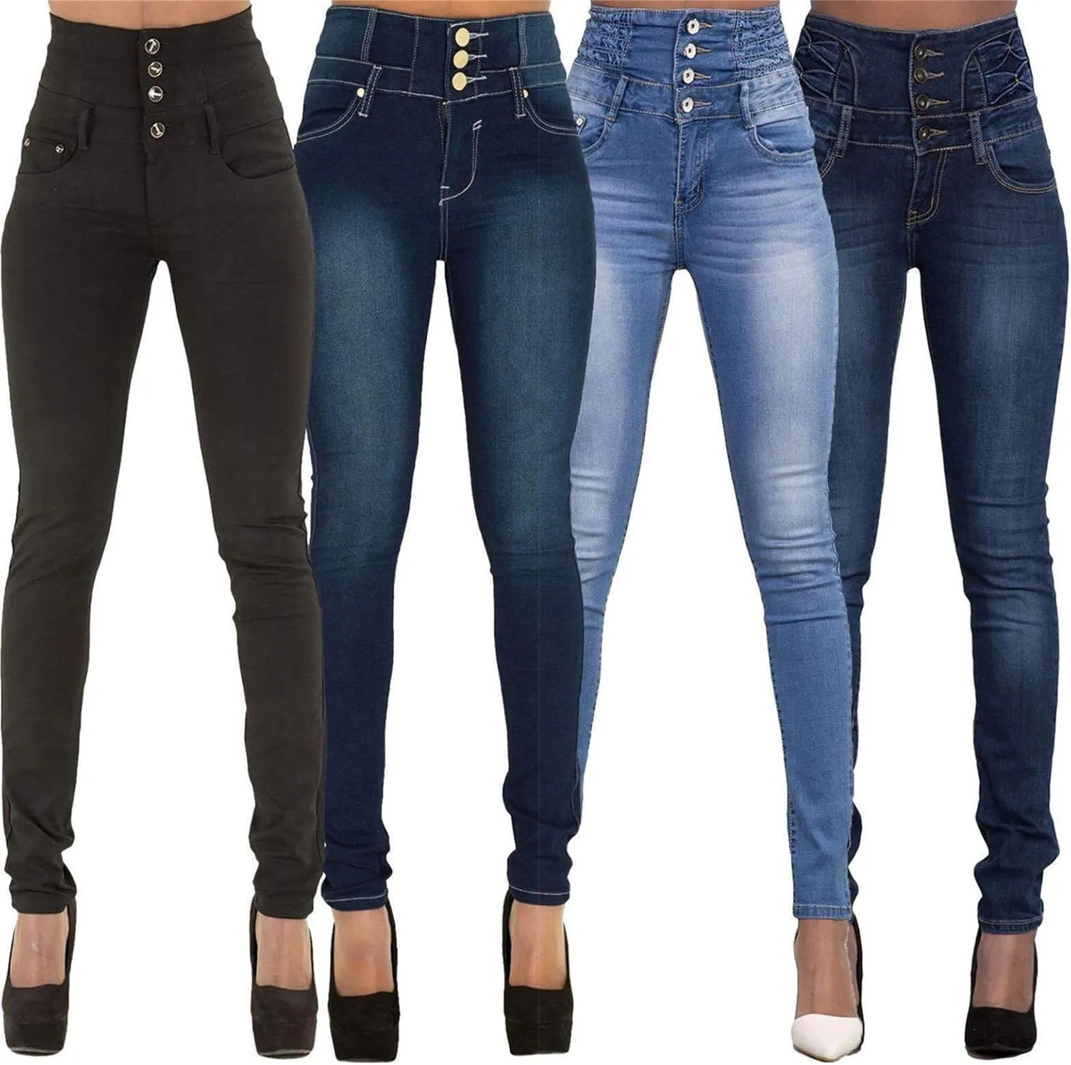 Fashion Womens Plus Size Butt Lift High Waist Skinny Jeans Denim Pants Stretch Slim Length Jeans