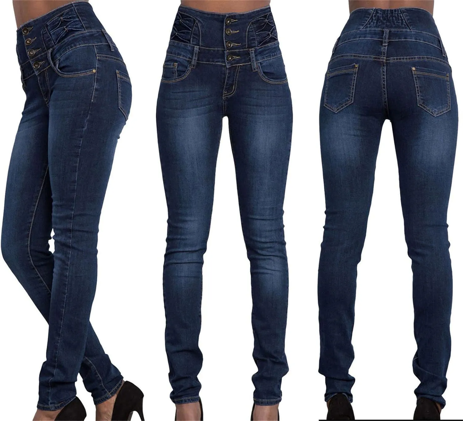 Fashion Womens Plus Size Butt Lift High Waist Skinny Jeans Denim Pants Stretch Slim Length Jeans