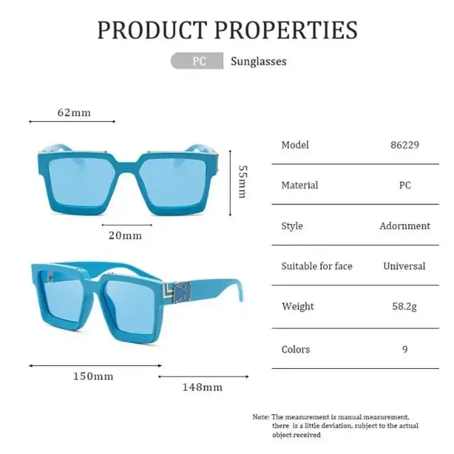Fashionable oversized square sunglasses for daring men