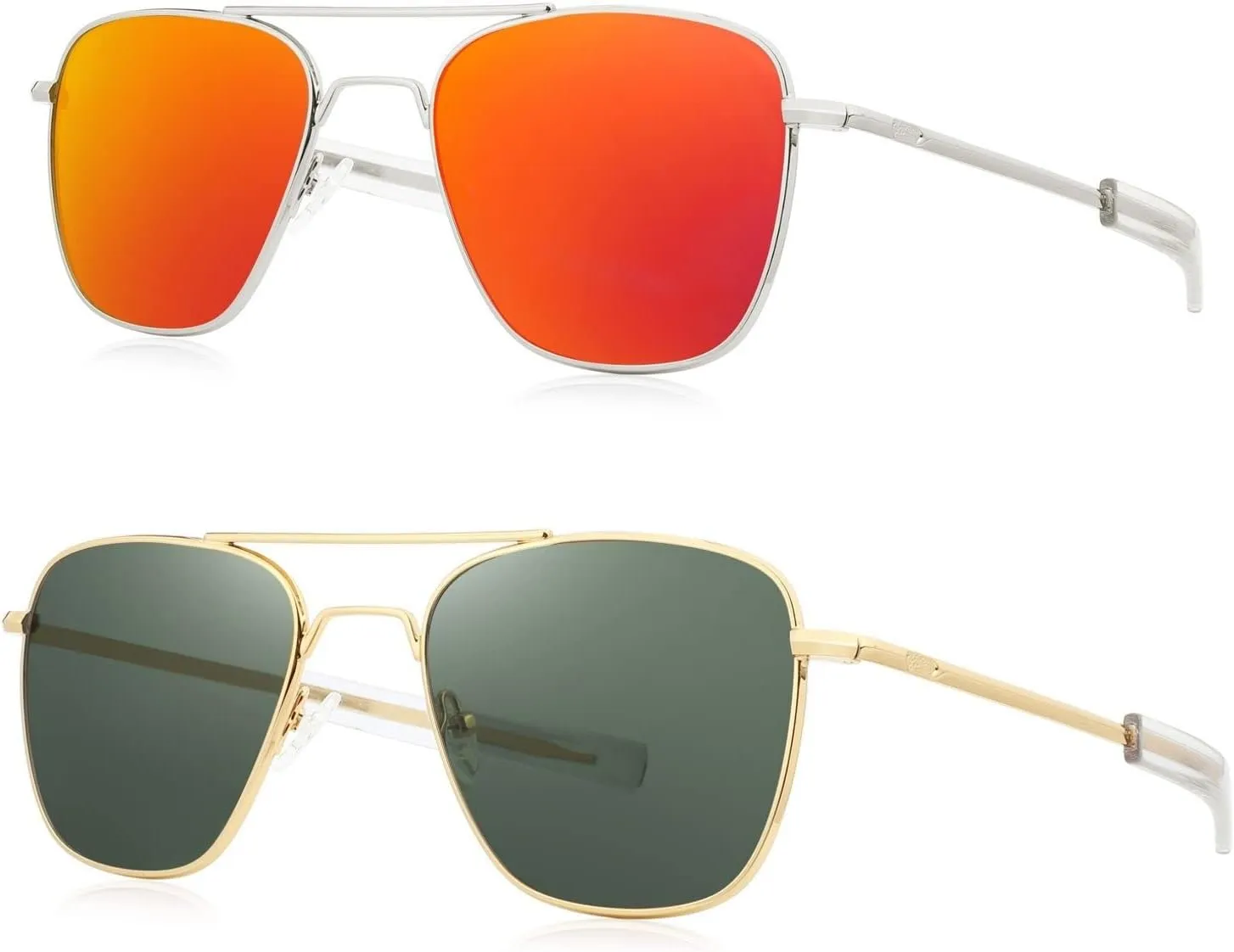 FEISEDY Mens Aviator Sunglasses Polarized Military Pilot Frame with Bayonet Temples B2623