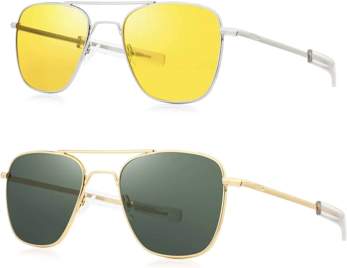 FEISEDY Mens Aviator Sunglasses Polarized Military Pilot Frame with Bayonet Temples