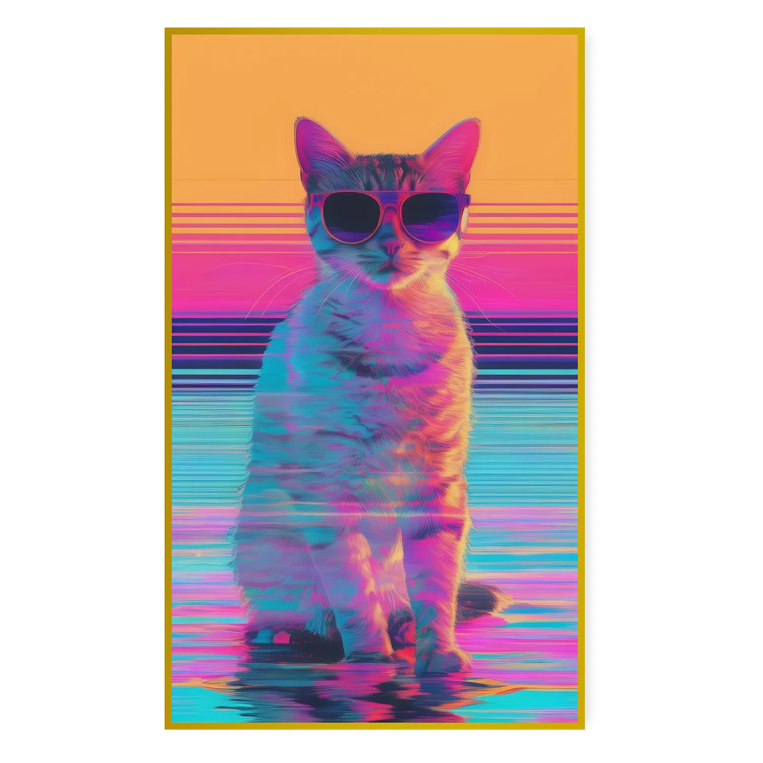Feline Fashion: Cool Cat Art Canvas Wall Painting