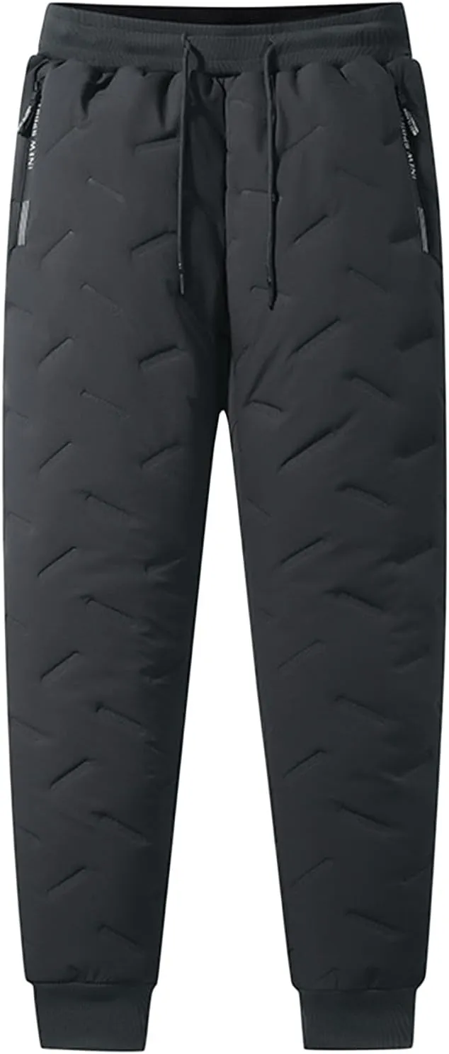Fleece Lined Snow Pants Sherpa Lined Sweatpants Winter Thicken Fleece Pants Outdoor Joggers for Men Women