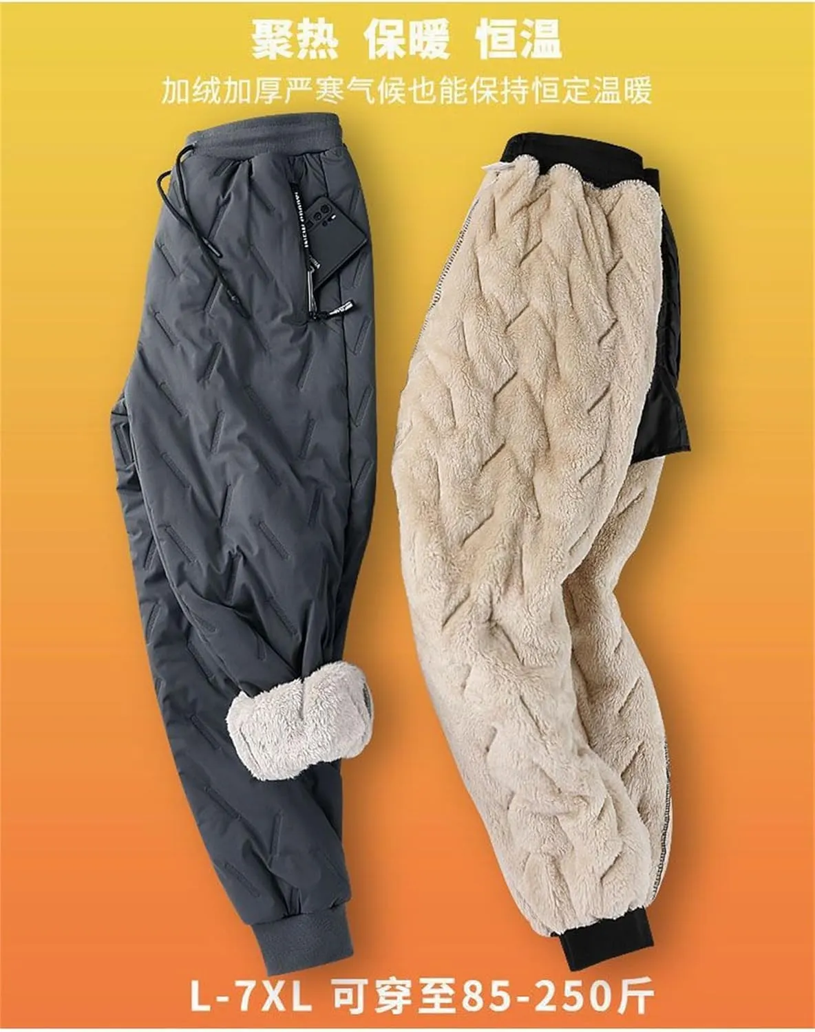 Fleece Lined Snow Pants Winter Sherpa Lined Sweatpants Warm Thicken Fleece Pants Outdoor Joggers for Men Women