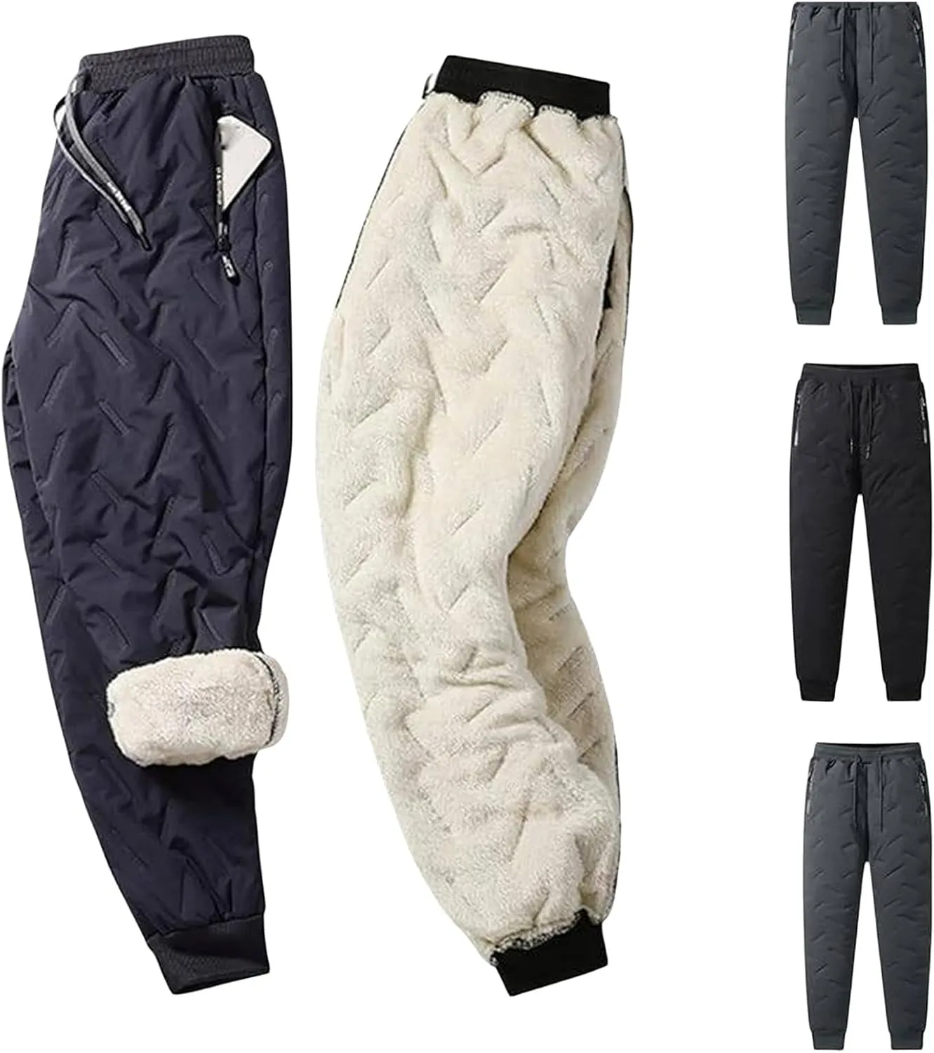 Fleece Lined Snow Pants Winter Sherpa Lined Sweatpants Warm Thicken Fleece Pants Outdoor Joggers for Men Women
