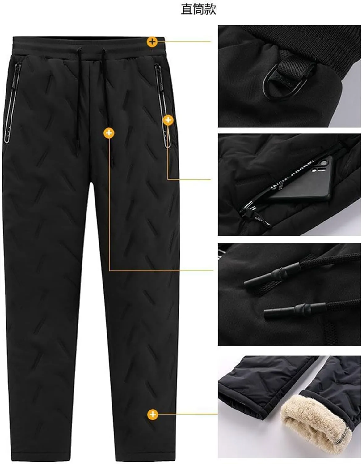 Fleece Lined Snow Pants Winter Sherpa Lined Sweatpants Warm Thicken Fleece Pants Outdoor Joggers for Men Women