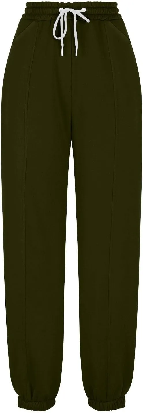 Fleece Lined Sweatpants Women Y2k Baggy Drawstring High Waisted Joggers with Pockets Athletic Workout Track Pants