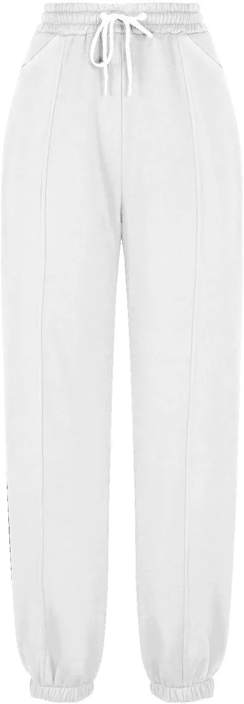 Fleece Lined Sweatpants Women Y2k Baggy Drawstring High Waisted Joggers with Pockets Athletic Workout Track Pants