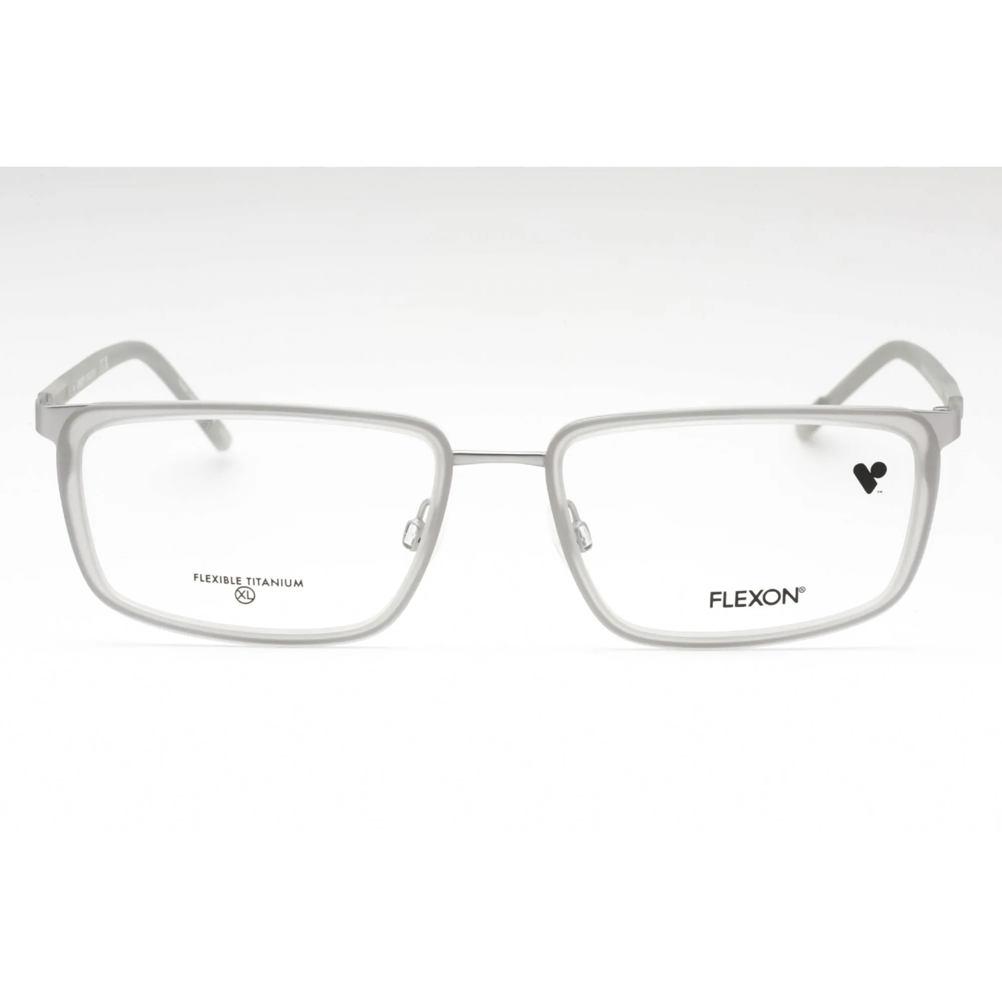 Flexon Men's Eyeglasses - Matte Grey/Silver Metal Full Rim Frame | FLEXON E1138 044