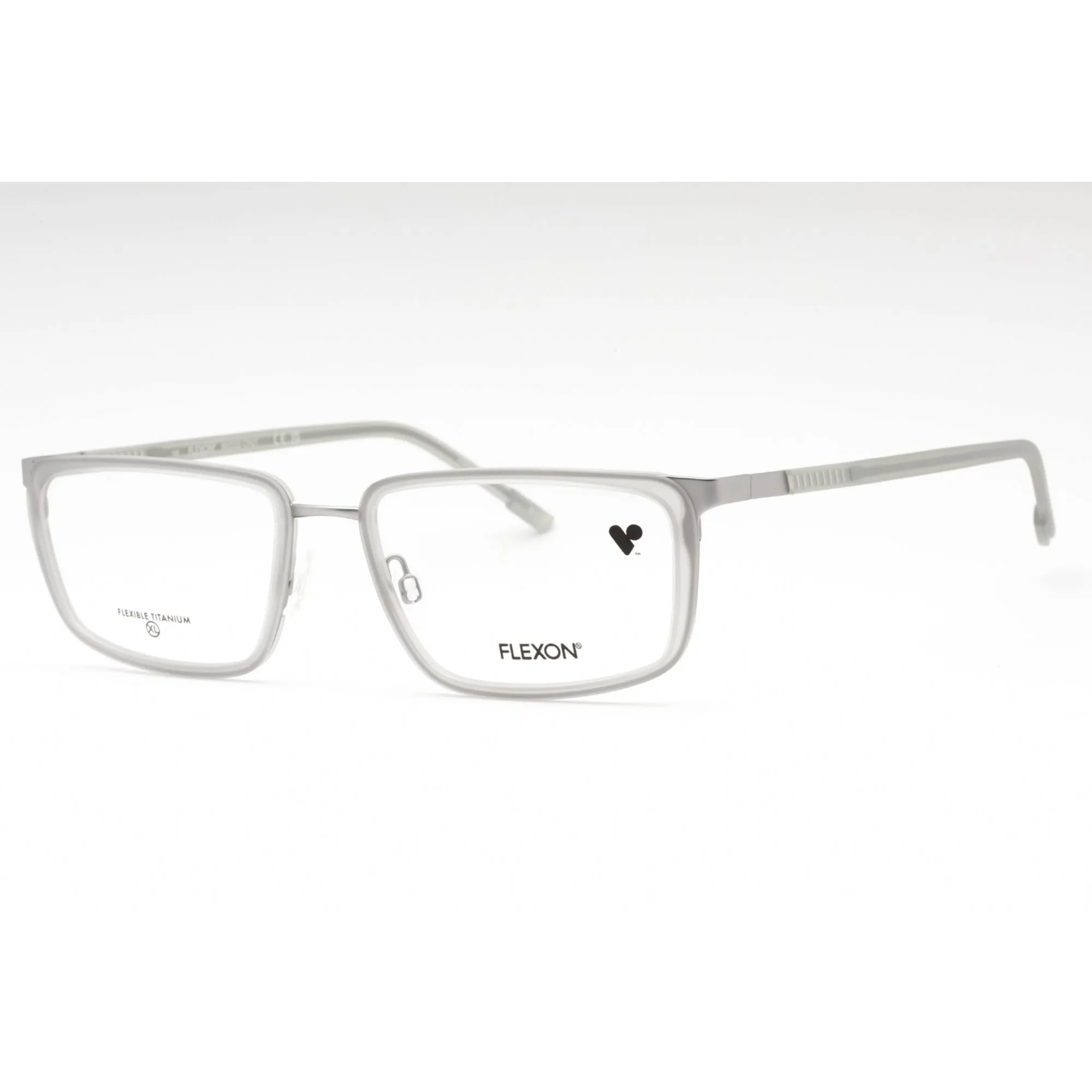 Flexon Men's Eyeglasses - Matte Grey/Silver Metal Full Rim Frame | FLEXON E1138 044