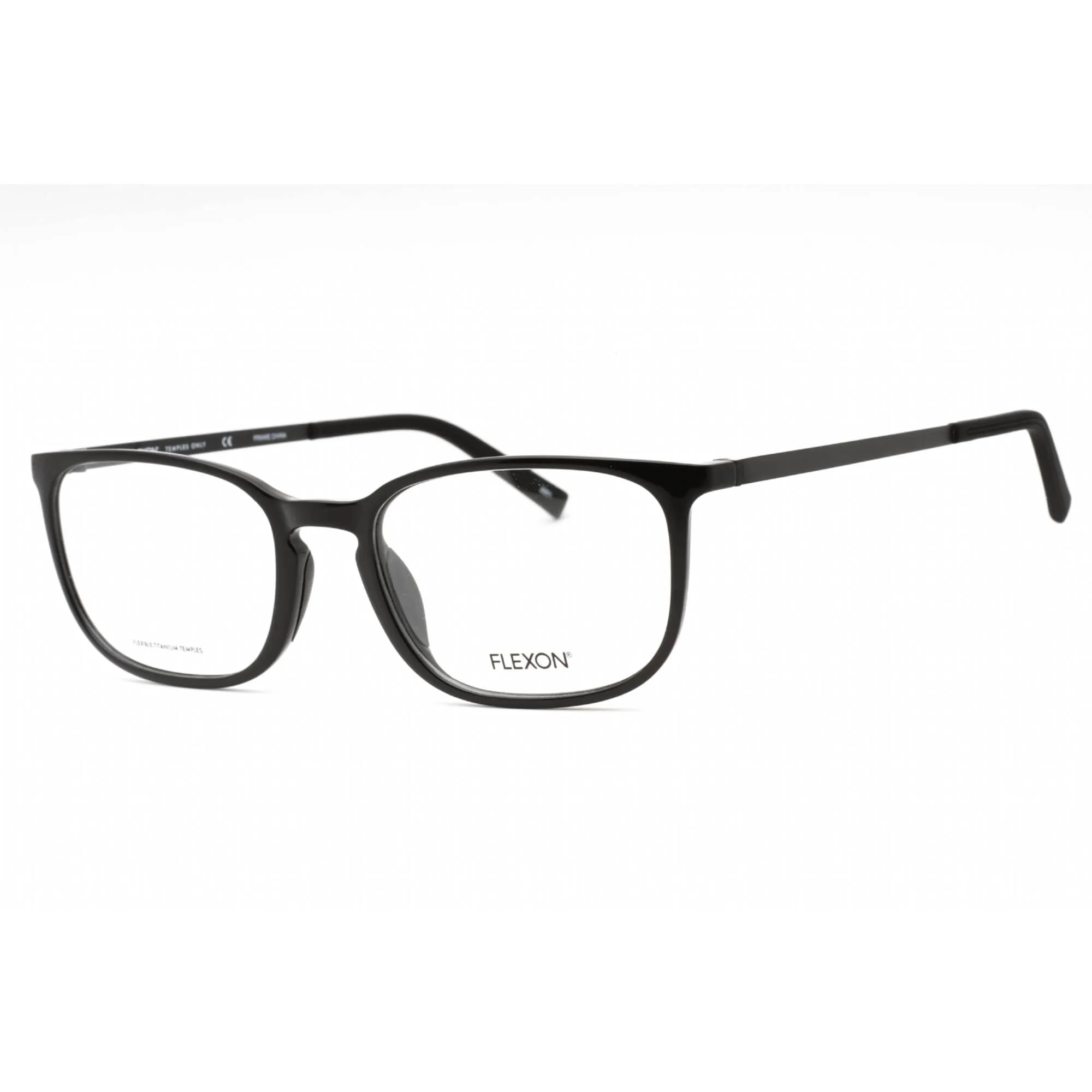 Flexon Men's Eyeglasses - Shiny Black Rectangular Full Rim Frame | FLEXON EP8012 001
