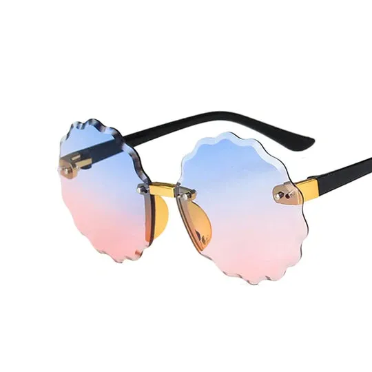 Flower Round Pink & Blue Dual Shade Sun Glasses 9207
