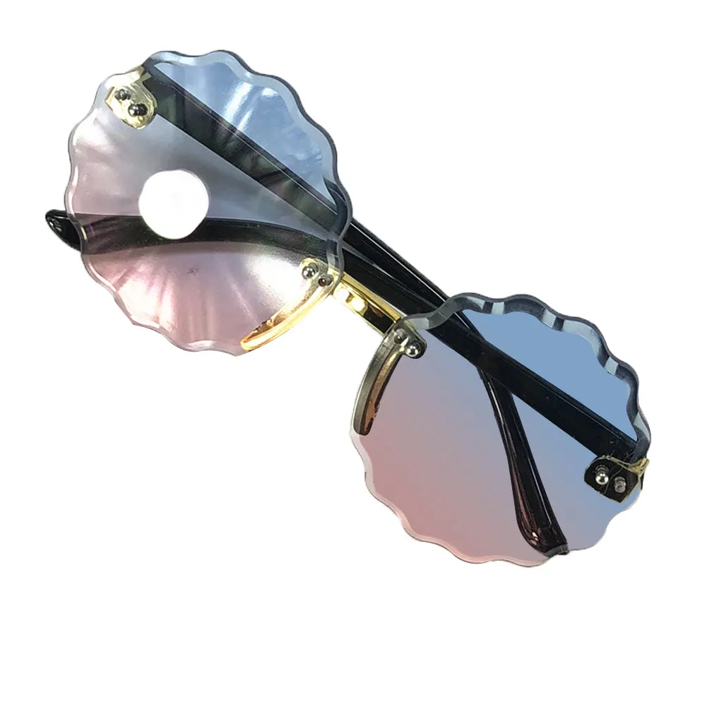 Flower Round Pink & Blue Dual Shade Sun Glasses 9207