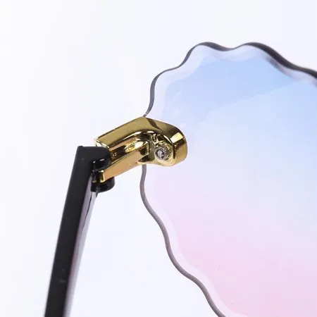 Flower Round Pink & Blue Dual Shade Sun Glasses 9207