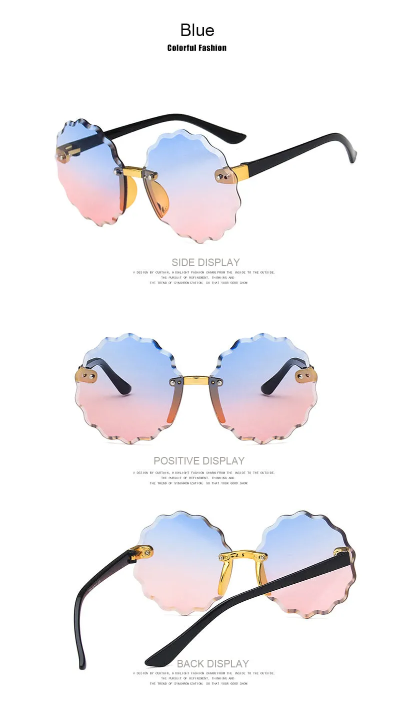 Flower Round Pink & Blue Dual Shade Sun Glasses 9207