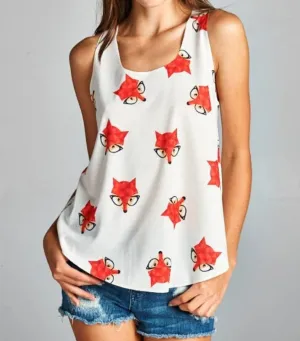Foxy Red Fox Summer Sleeveless T-shirt Tank Top Blouse