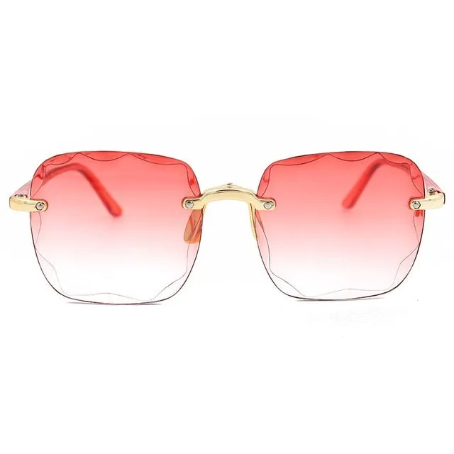 Frameless Gradient Lens Retro Square Sunglasses