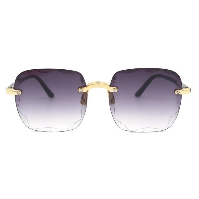 Frameless Gradient Lens Retro Square Sunglasses