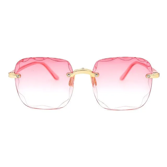Frameless Gradient Lens Retro Square Sunglasses