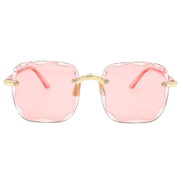 Frameless Gradient Lens Retro Square Sunglasses