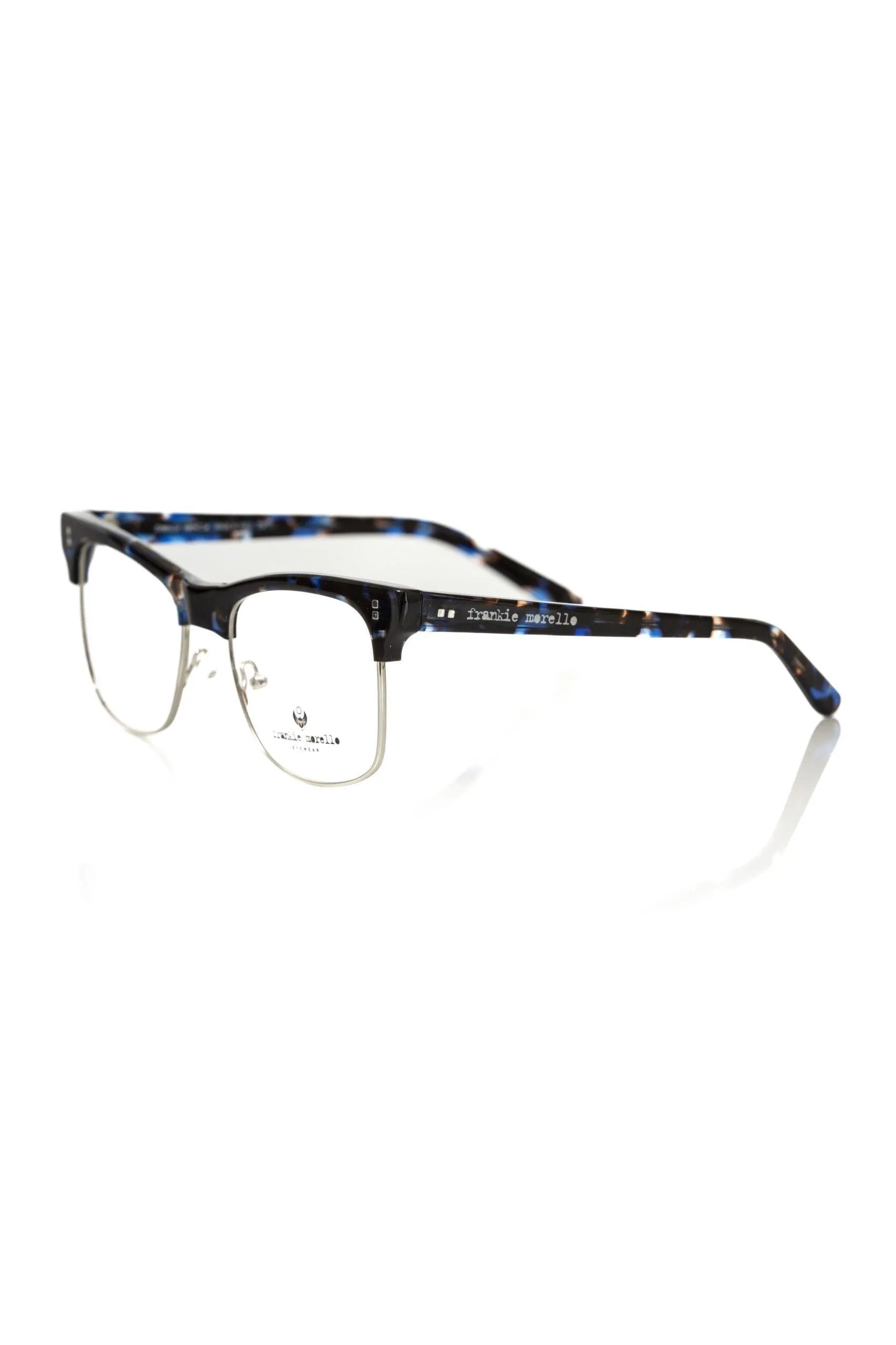 Frankie Morello Elegant Clubmaster Blue Fantasy Eyeglasses