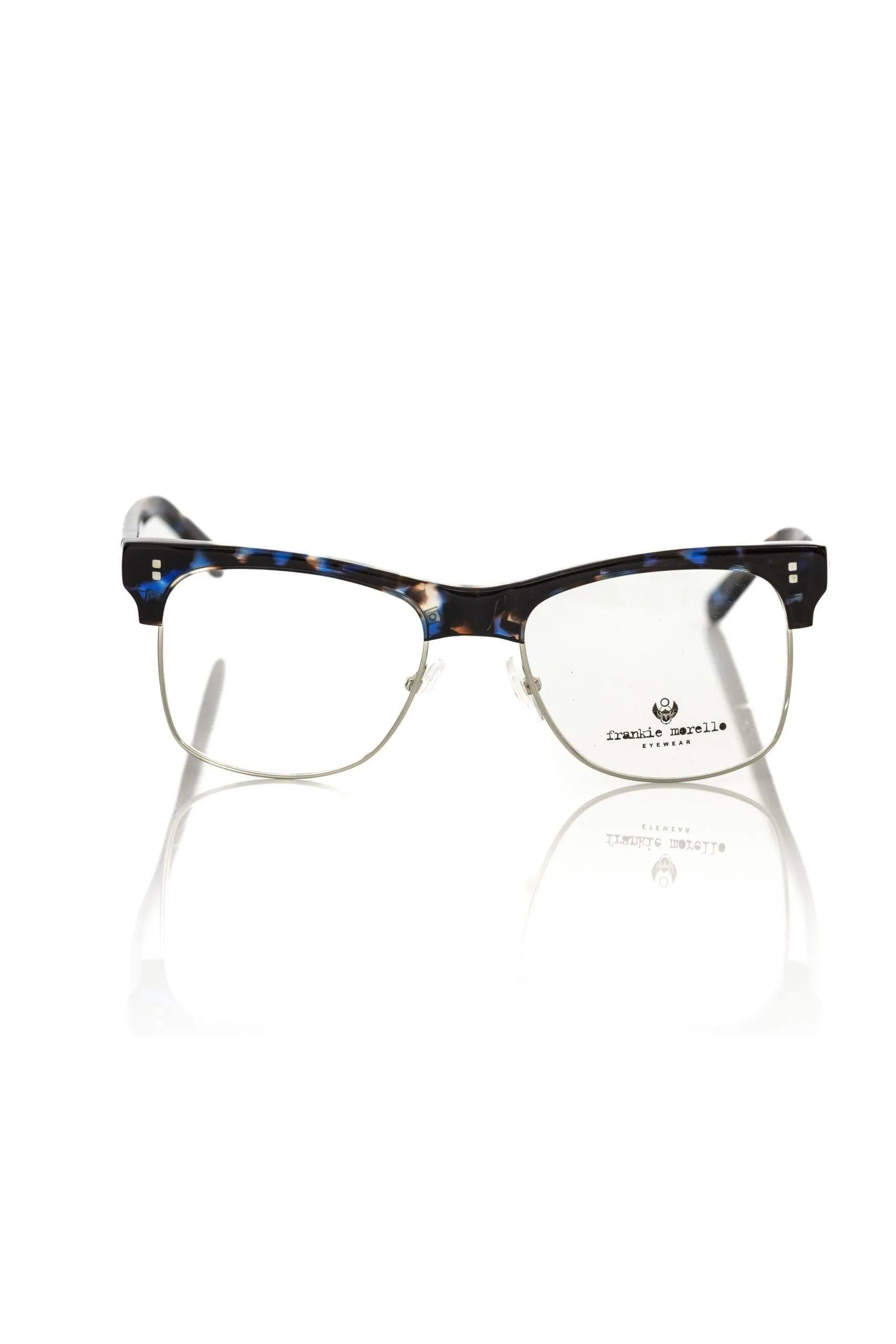 Frankie Morello Elegant Clubmaster Blue Fantasy Eyeglasses