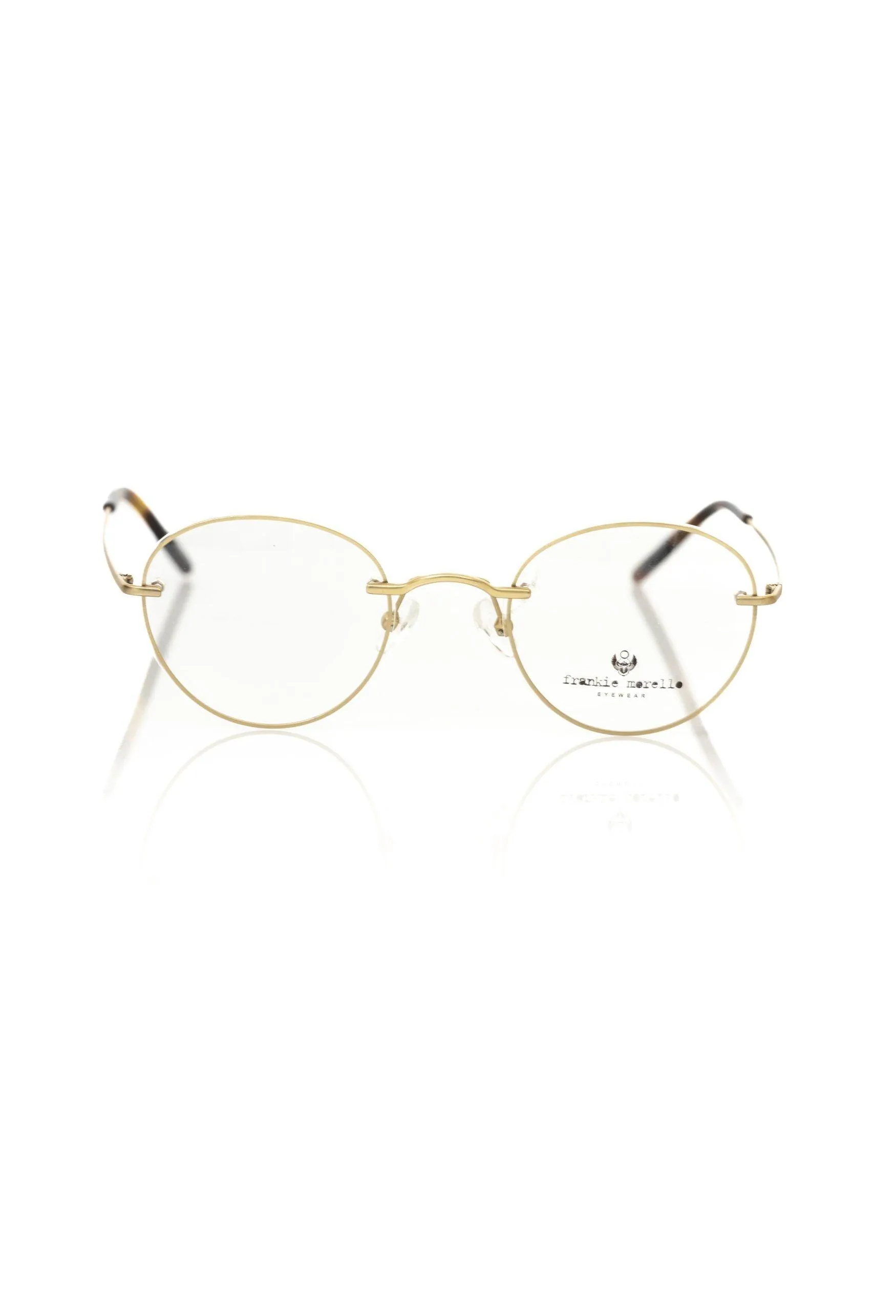Frankie Morello Elegant Matt Gold Round Eyeglasses