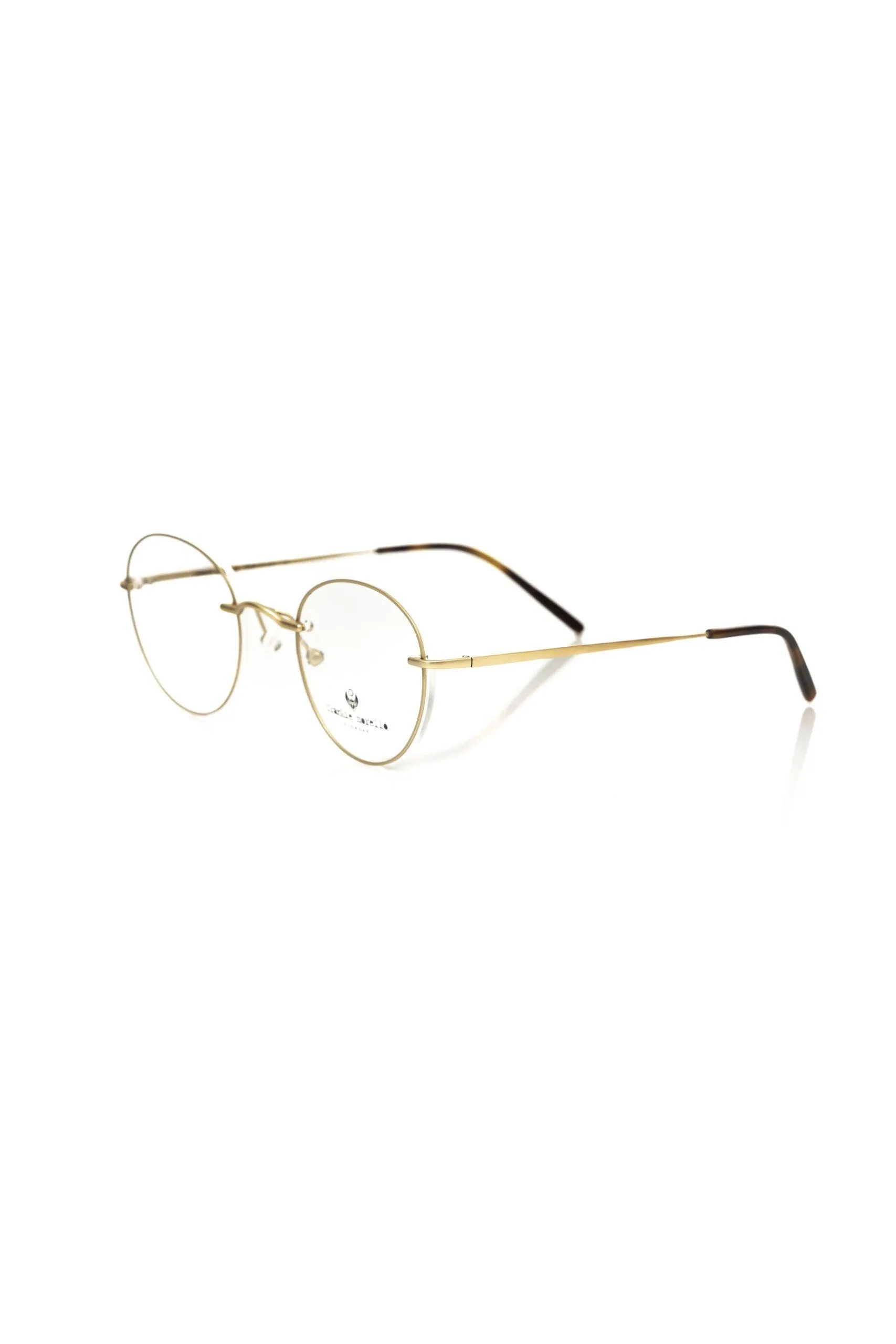 Frankie Morello Elegant Matt Gold Round Eyeglasses
