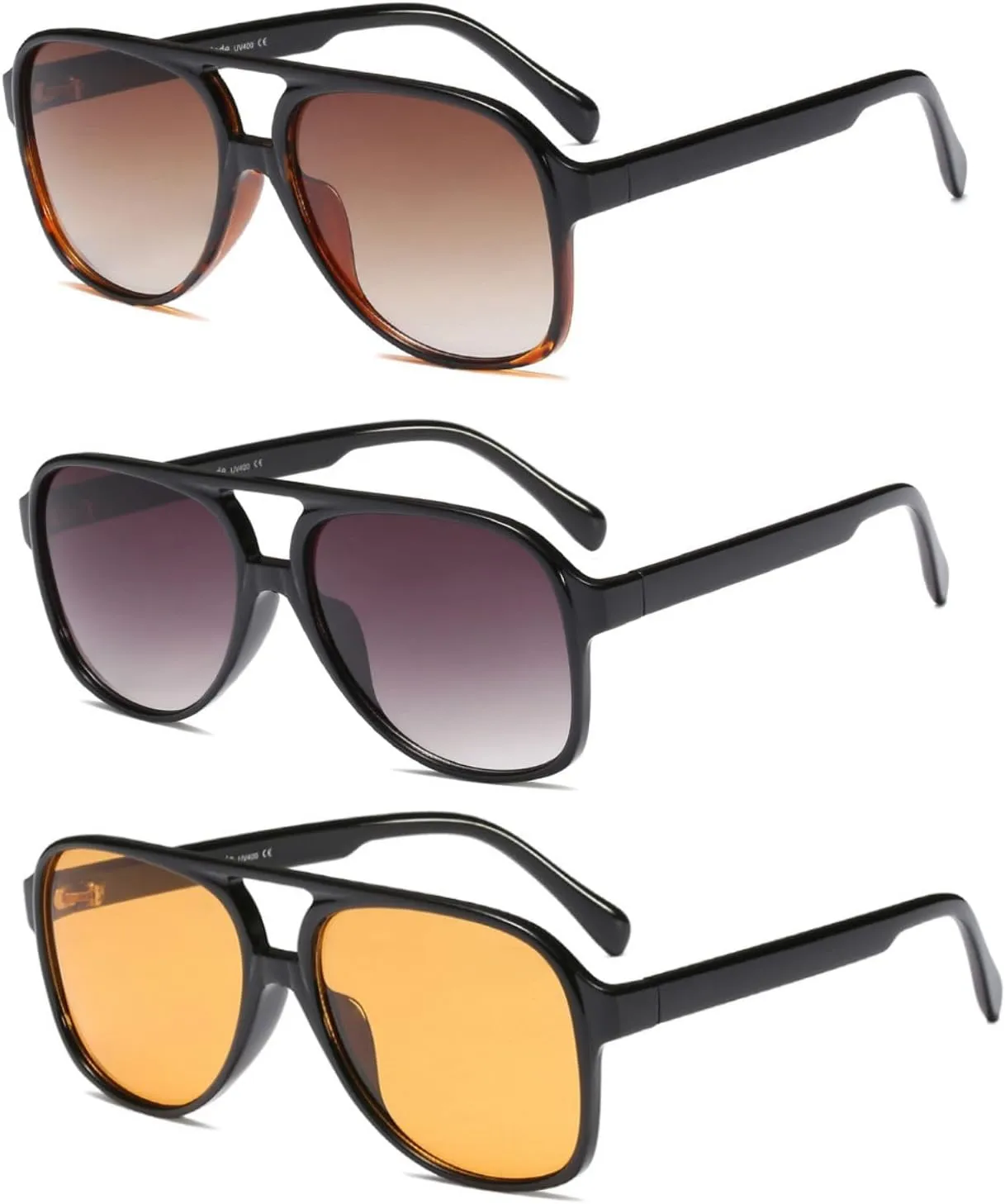 Freckles Mark Vintage Retro 70s Sunglasses for Women Men Classic Large Square Aviator Trendy Glasses