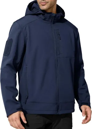 FREE SOLDIER Men's Lightweight Softshell Jacket Winter Fleece Lined Hooded Rain Waterproof Hiking Outdoor Jackets