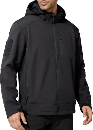 FREE SOLDIER Men's Lightweight Softshell Jacket Winter Fleece Lined Hooded Rain Waterproof Hiking Outdoor Jackets