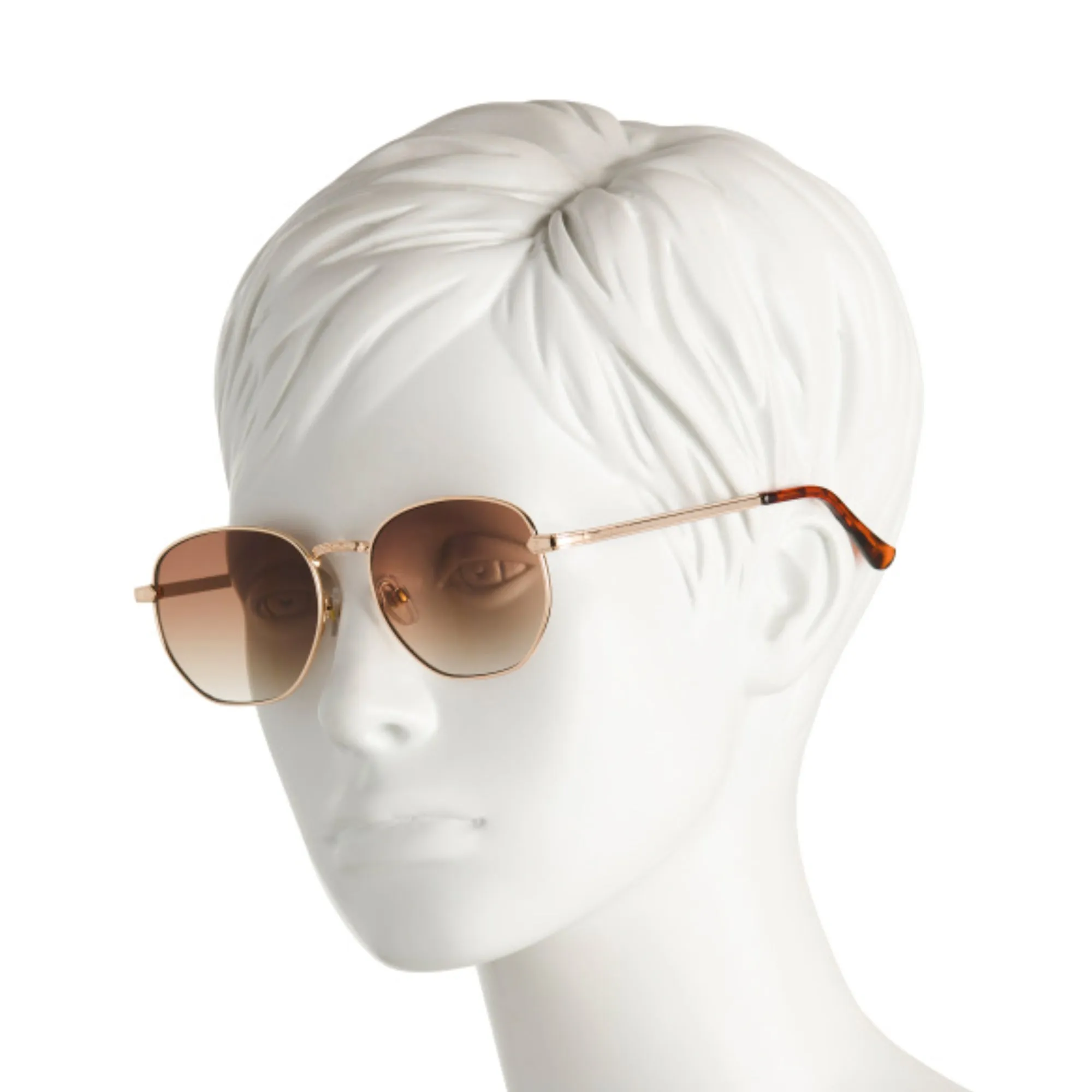 FRYE & CO Women's Unisex Gold Tone Geometric Style Metal Frame 44mm Sunglasses