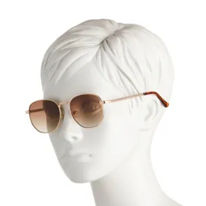 FRYE & CO Women's Unisex Gold Tone Geometric Style Metal Frame 44mm Sunglasses