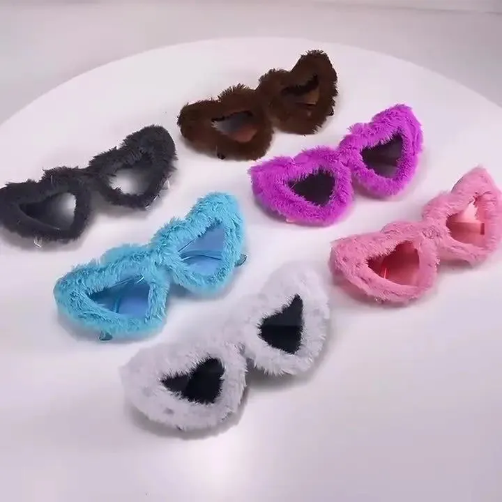Fun Plush Heart-Shaped Sunglasses