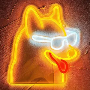 Fun Vivid Bright Corgi Puppy Dog in Sunglasses LED Night Light Room Wall Decor