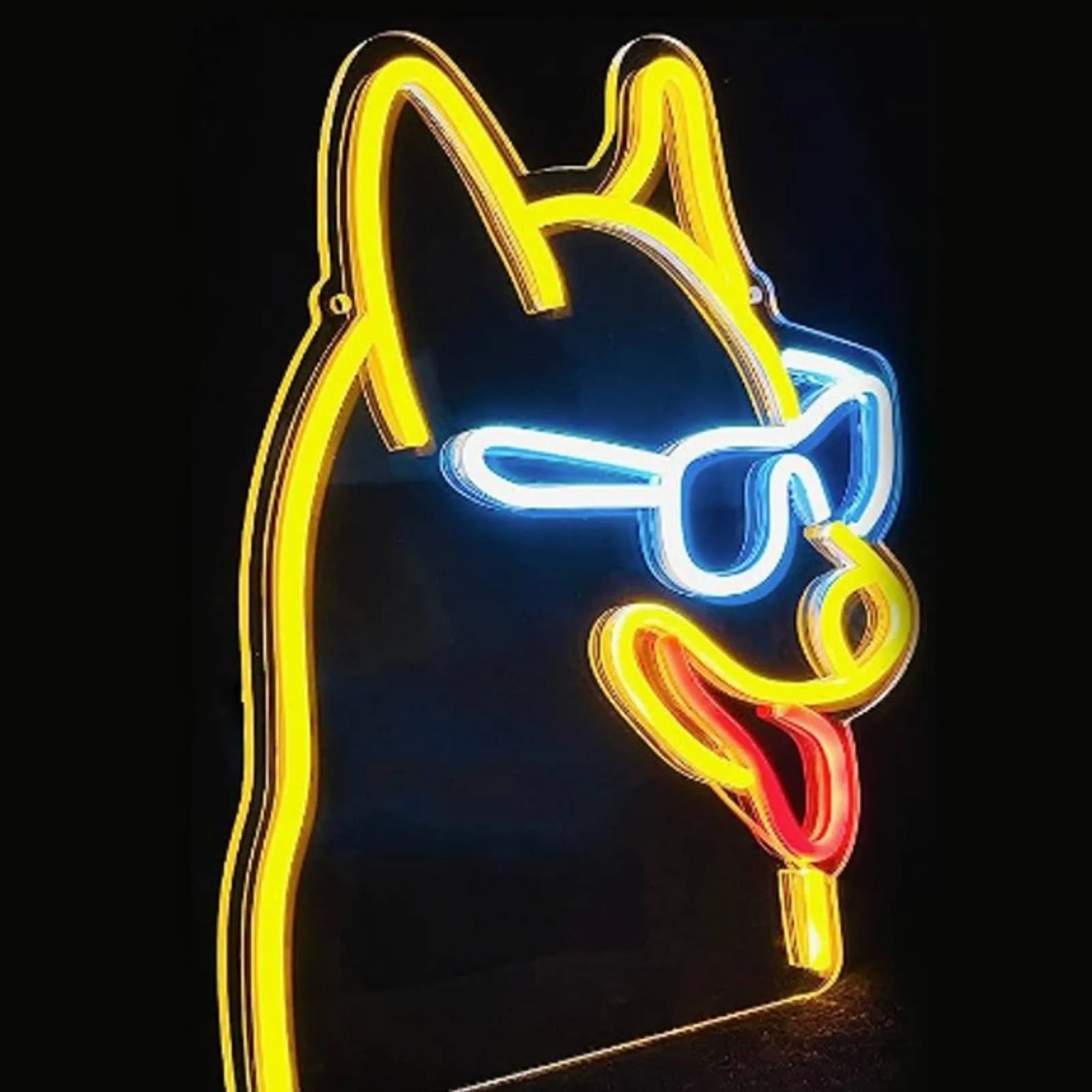 Fun Vivid Bright Corgi Puppy Dog in Sunglasses LED Night Light Room Wall Decor