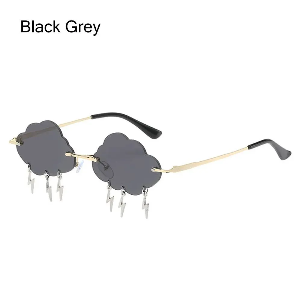Funny Clouds Lightning Sunglasses Rimless Sunglasses Party Disco Colorful Glasses 90s Sun Glasses Shades
