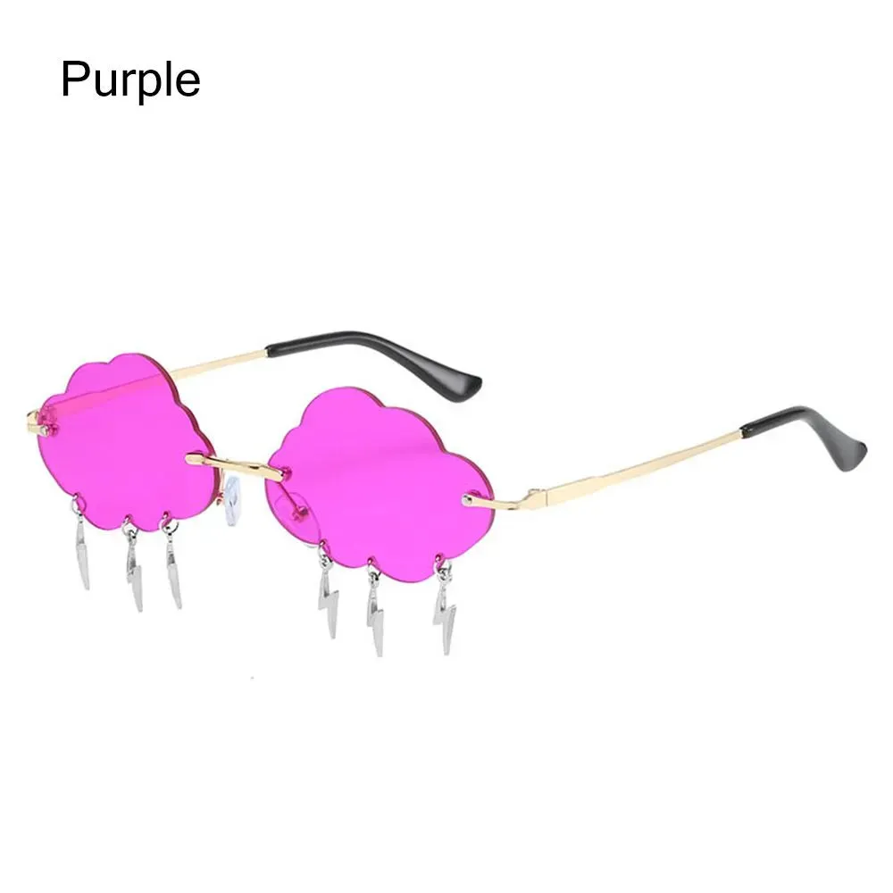 Funny Clouds Lightning Sunglasses Rimless Sunglasses Party Disco Colorful Glasses 90s Sun Glasses Shades